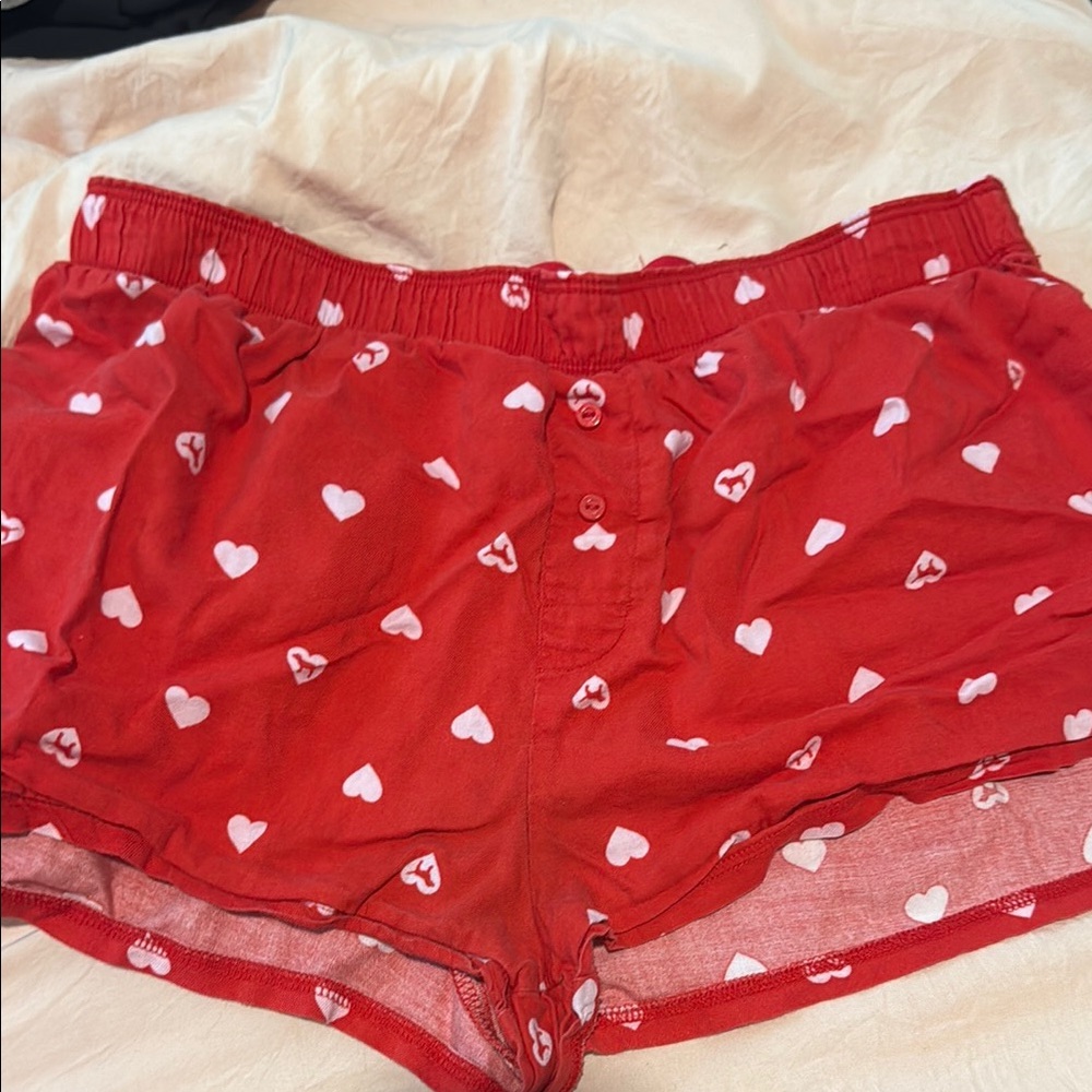 PINK Victoria's Secret Red Heart Print Pajama Shorts